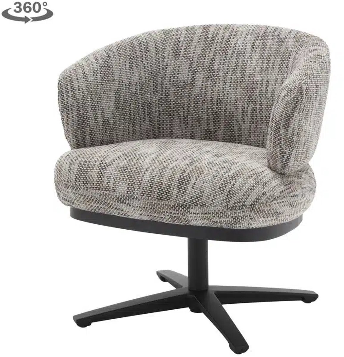 Tower Living Eetkamerstoel Perca draaibaar Chenille - TED 8 white-grey Lichtgrijs
