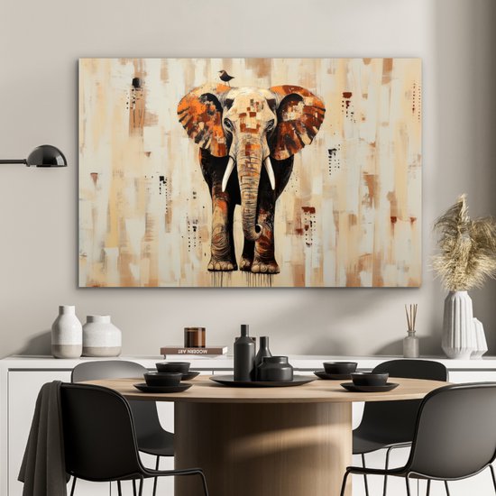 Tableau aluminium 120x80 cm - Décoration murale métal - Éléphant - Trompe - Mosaïque - Abstrait - Décoration murale métal salon - Décoration industrielle - Photo sur dibond - Accessoires industriels chambre