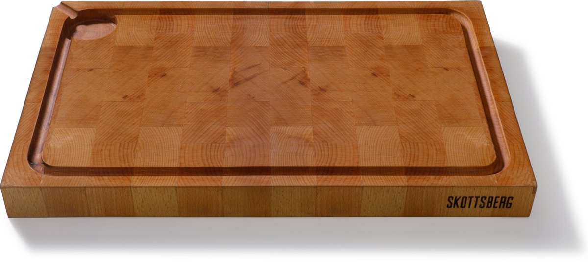 Skottsberg - Wood Works - Snijplank met sapgeul - Ingefreesde handgrepen - 48,5 x 30 x 4 cm - Beukenhout