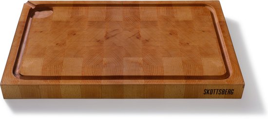 Skottsberg - Wood Works - Snijplank met sapgeul - Ingefreesde handgrepen - 48,5 x 30 x 4 cm - Beukenhout