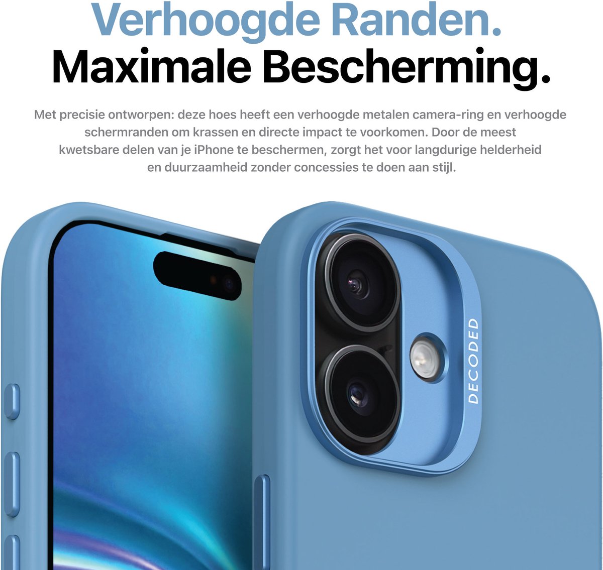 Siliconen Hoes iPhone 16 Plus Blauw MagSafe Compatibel Antibacterieel Soft-Touch Valbescherming DECODED - Afbeelding 4