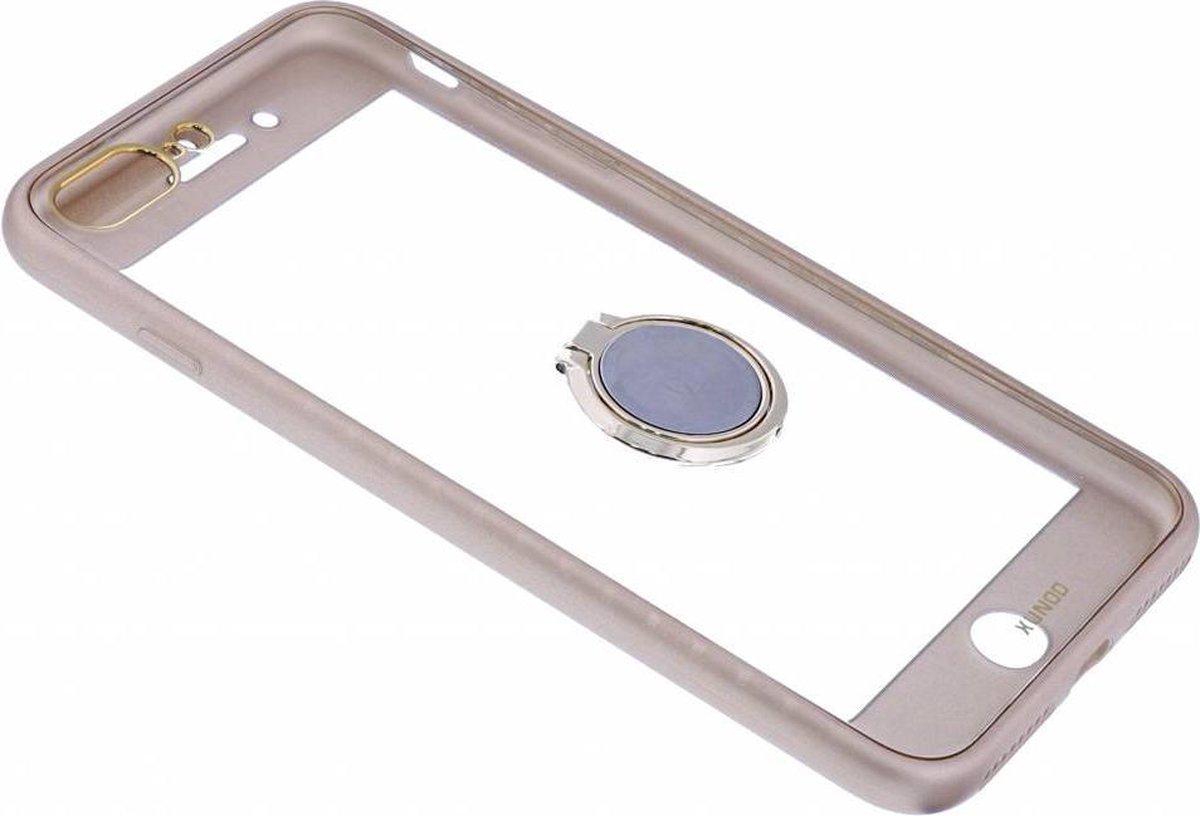 Xundd iPhone 8+ / 7+ Hard Transparant Back cover Hoesje Magnetic autohouder/ring houder+tempered Glass Goud
