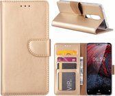 Booktype Kunstleer Hoesje Met Pasjesruimte Goud Nokia 6.1 Plus