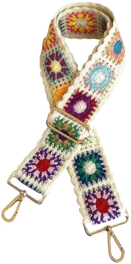 Sangle de sac SNQ - Bandoulière - Boucle argentée - Sangle de sac réglable - Remplacement de sangle de sac à main en crochet fleur - Bandoulière de sac - Réglable - Sac à bandoulière - Sangle de guitare pour femme - 2" de large