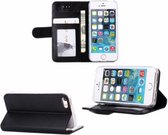 iPhone 5 / 5S / SE Lederen Wallet Style Case Hoesje Zwart