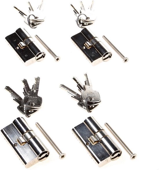 GERCAR Pro Gelijksluitend 4 x cilindersloten, 40/45, set 4 profielcilinders incl. 20 sleutels, 85 mm deurslot, cilinderslot, 4-delige cilinder, lengte: 85 mm. A: 40 B:45, sluitsysteem