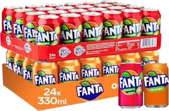 Fanta Original 24 x 330ML + Fanta Strawberry & Kiwi 24 x 330ML frisdrank