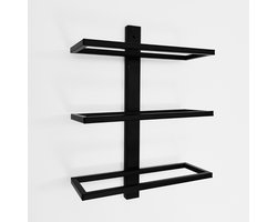 SINIA Living® - Wijnrek - 3 flessen - Mat zwart - Metaal - Wandwijnrek - Wijnrekken - Modern - Hangend wijnrek - Muur monteren - Industrieel - Wijnliefhebber - Wijnrek hangend - Wand - Vino - Wijnaccessoires - Aan de muur - Wijnglazen - Wijnfles