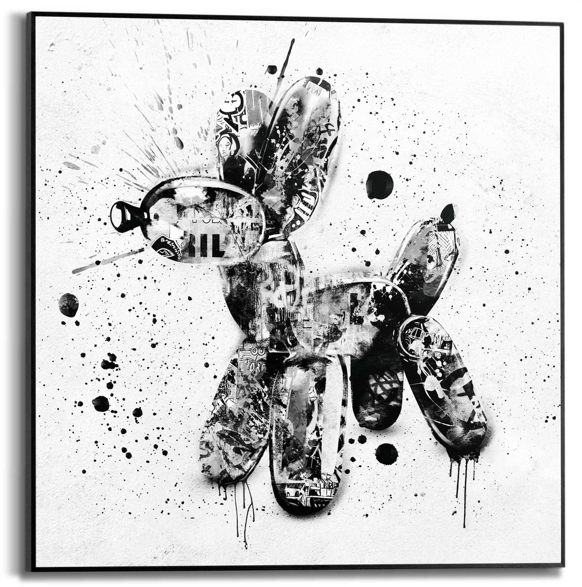 REINDERS Schilderij Ballonhond - 50 x 50 - Hout - REINDERS Zwart-Wit Zwart