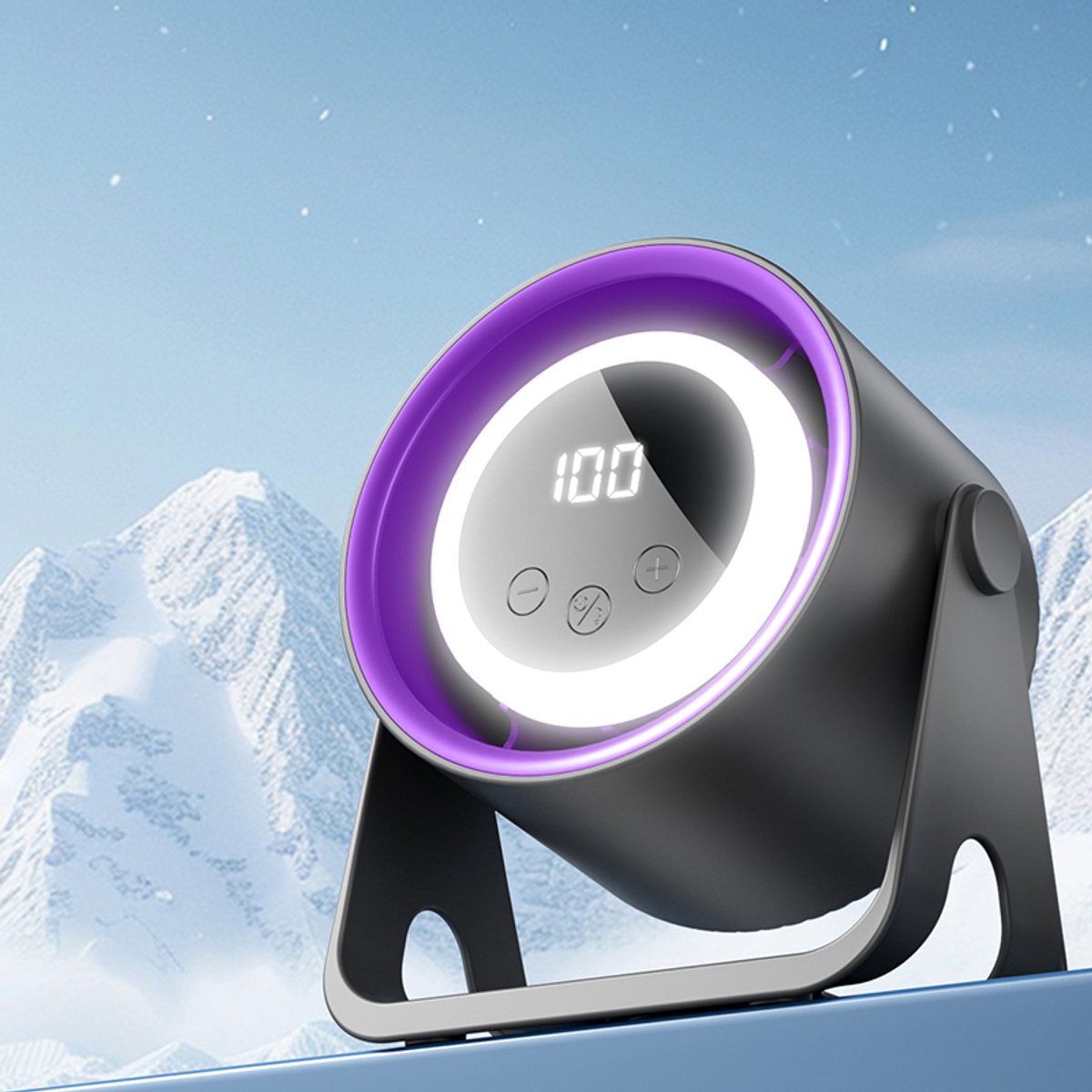 Nieuwste desktopventilator - K6 Technologie Fan- Kampeer fan-Mobiele ventilator-met ACCU-Aanraakbediening Fluisterstil tafel Ventilator- mini ventilator- mini fan- met LED lamp - Hoogwaardige paarszwart — afbeelding 7