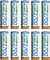 Voordeelbox 10 x AA Panasonic 2700mAh - verpakt in handige box