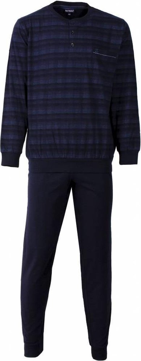Paul Hopkins Heren Pyjama - Geruit - Polo Sluiting - Blauw - Maat S