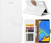 Ntech Hoesje Geschikt Voor Samsung Galaxy A7 2018 Wit Portemonnee / Booktype TPU Lederen Hoesje