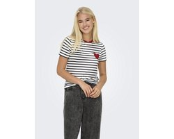 Only T-shirt Onlheart Life S/s Tee Jrs Noos 15318959 Cloud Dancer/night Sky Dames Maat - XS