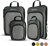 Volcan Compression Packing Cubes - Koffer Organizer Set - Met Compressierits - Backpack & Koffer - Set van 4 - Botanisch Groen