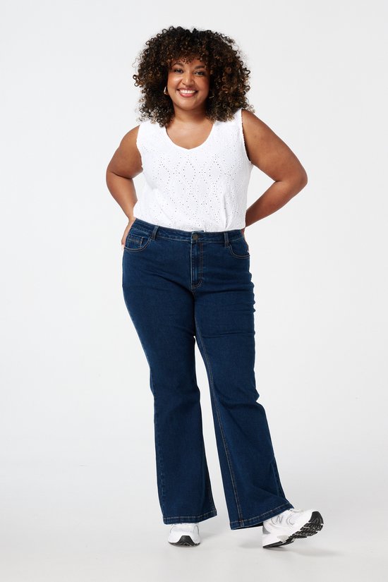 MS Mode Top Mouwloze top met kantstructuur