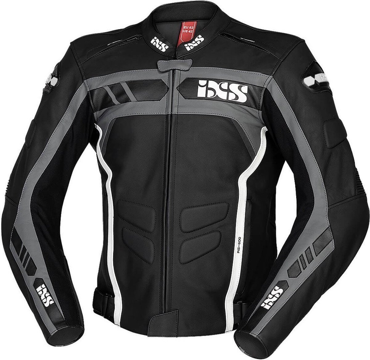 IXS Sport RS-600 1.0 Zwart Grijs Wit Leren Motorjas - Jas