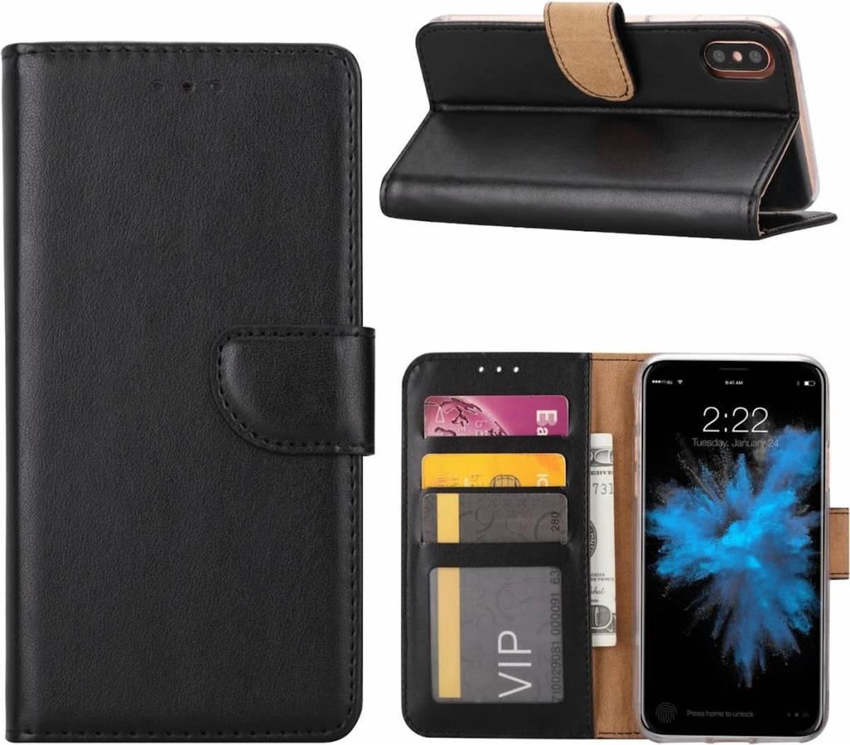 iPhone X / Xs (10) Portemonnee hoesje / book case Zwart