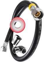 DOJA Barcelona Flexibele gasaansluiting met ventiel, 1/2 inch gasslang, 1000 mm, roestvrij staal, voor flexibele gasregelaar, gasslang, butaangaslang