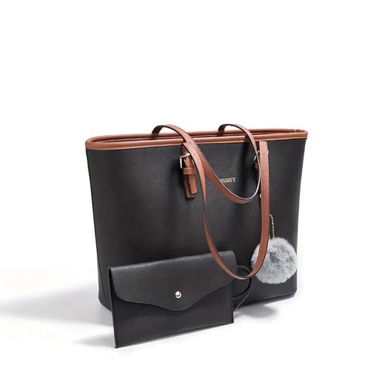 Livano Handtas Dames - Schoudertas - School - Shopper - Schooltas - Werktas - Set - Bruin