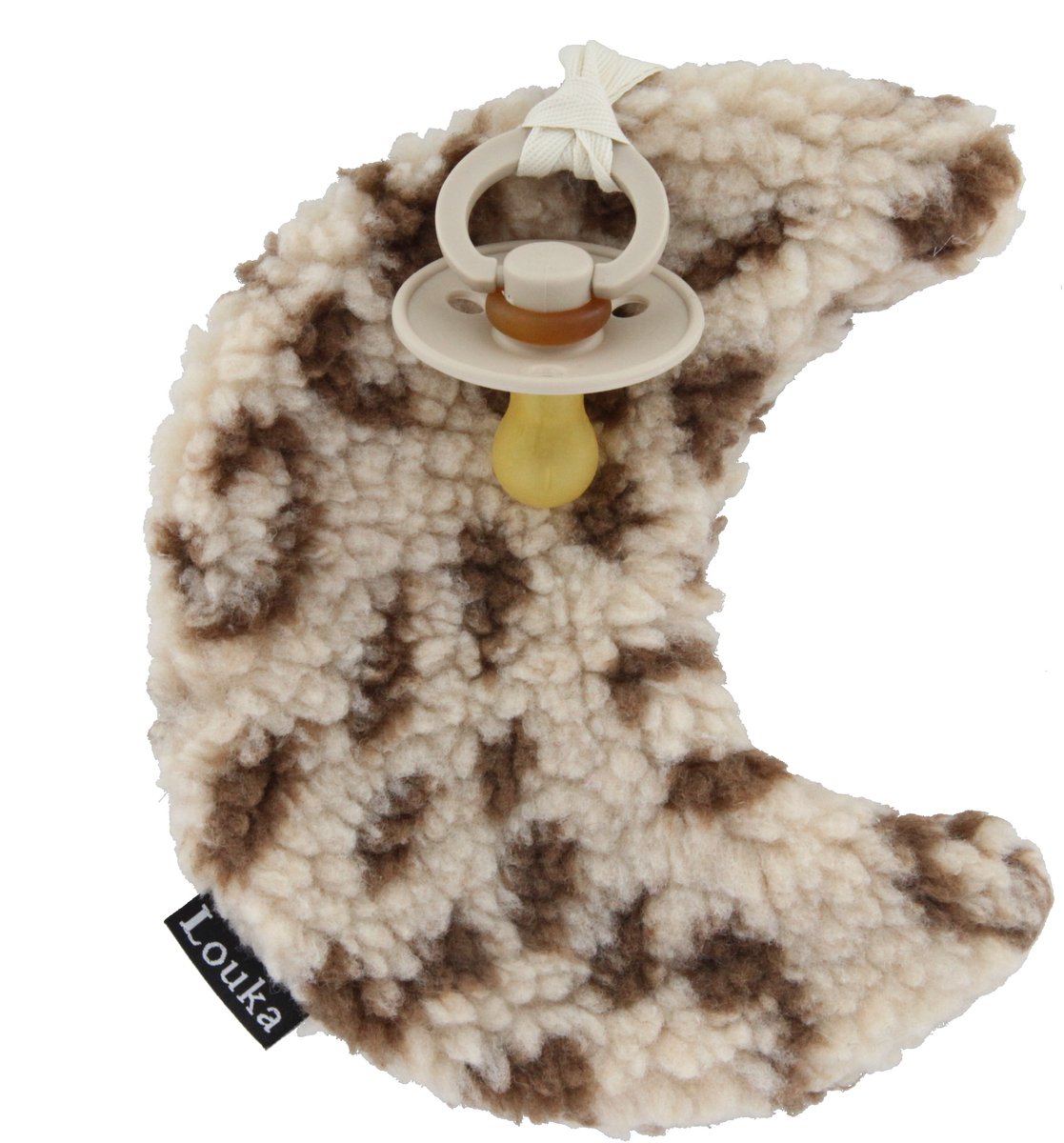 Louka Speendoekje maan panter - bruin - teddy stof - speenknuffel - excl. speen