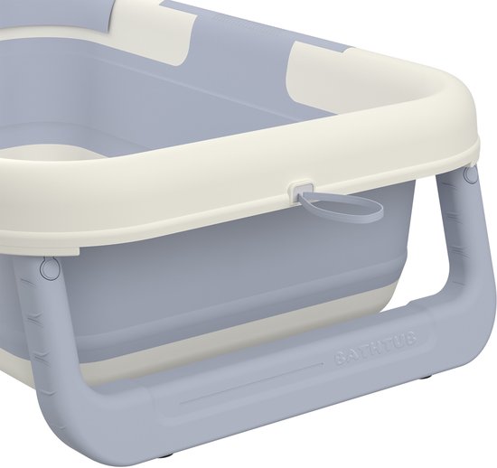 Aufun babybadje, antislip en opvouwbaar, draagbaar bad met digitale display, lichtblauw — afbeelding 3