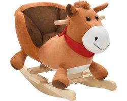 vidaXL Hobbeldier paard met rugleuning 60x32x50 cm pluche bruin