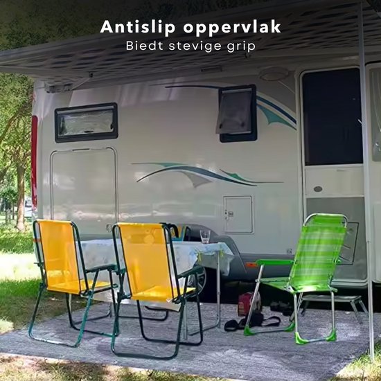 Cheqo® Camping Vloermat - Campingtapijt - Vloerkleed - Tenttapijt - Tapijt voor Voortent - 250 x 300 cm - Opvouwbaar - Metalen Hoekogen - Blauw — afbeelding 5