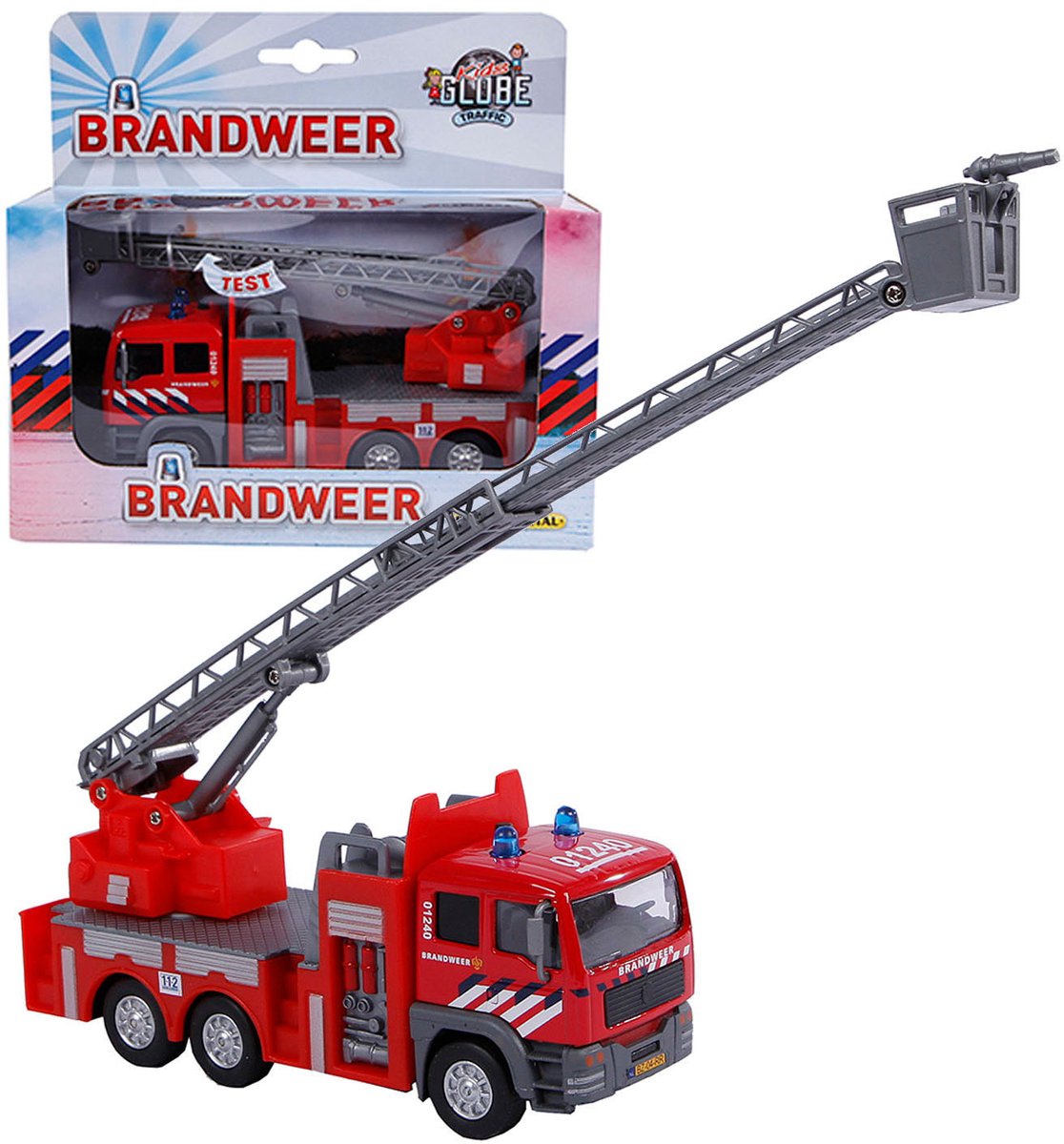 Kids Globe Die-cast Brandweer Ladderwagen NL, 16cm — afbeelding 4