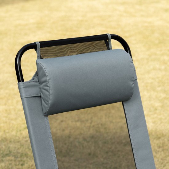 2 Campingstoelen - 5 standen Klapstoel met armleuningen - Grijs — afbeelding 2