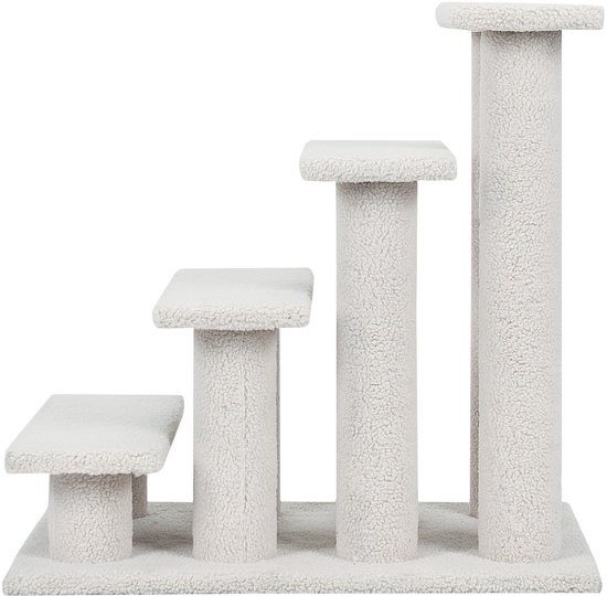 COSTWAY Dierentrap, kattentrap, 4 treden, trap voor katten en honden tot 25 kg, huisdiertrap klein, hondentrap, speelboom, 61 x 41 x 60 cm, spaanplaat en kunstvlies