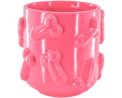 Housevitamin Pot - Planten Pot - Piemels - Keramiek -Fluor Roze -11x11x11,5cm