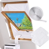 GLODI GOODS® Dakraam mobiele airco raamafdichtingskit (190cm x 2) - Afdichting enkele en dubbele slang - klittenband bevestiging
