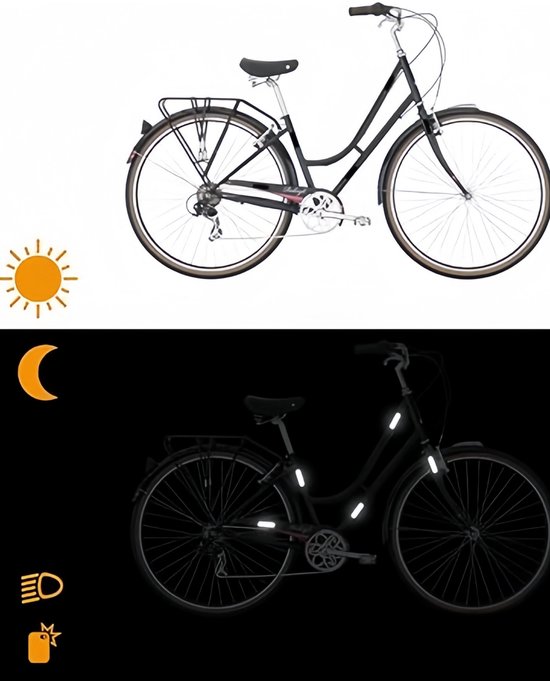 Reflecterende stickers - 2 stuks - Rond + Strip - Reflectie - Fietsreflectoren - Reflecterende Veiligheids stickers - Voor fiets, motor scooter, scooter, alle soorten helmen - Zwart van Merkloos — afbeelding 4