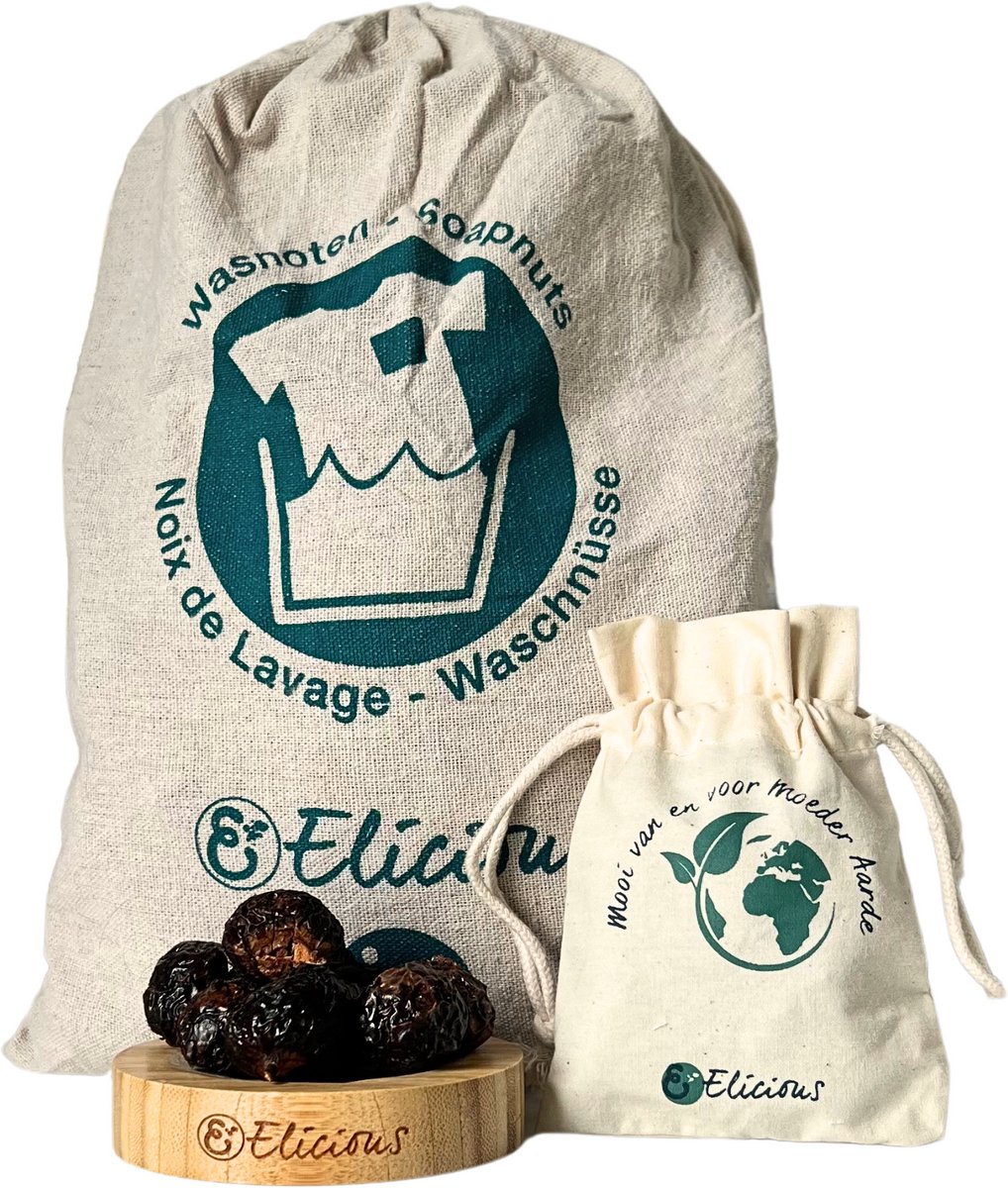 Goedkoopste Elicious® - Wasnoten - Set met waszakje - 750 gram - Zeepnoten - Natuurlijk Wassen - Natuurlijk Kledingwasmiddel - Natuurlijk Vaatwasmiddel - Plasticvrij - Duurzaam