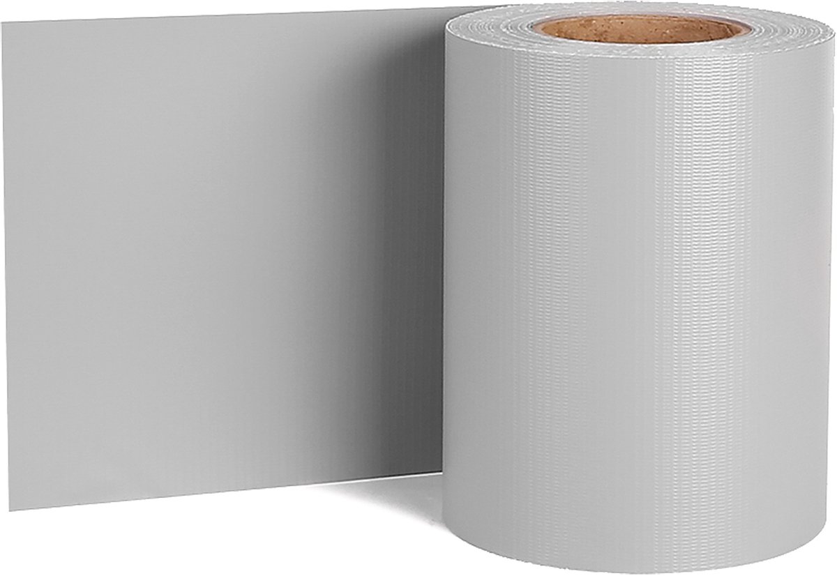 Pvc-inkijkbeschermingsstrips, dubbelstaafmatten, hek, inkijkbescherming, hekfolie, privacyfolie, dubbelstaafmattenhek met 20 bevestigingsclips, 450 g/m², staafmattenhek, windbescherming, 35m x 19 cm, grijs