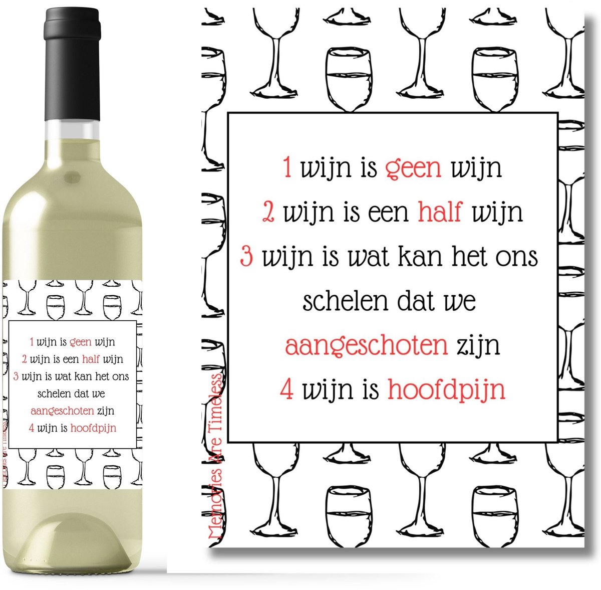 Wijnetiket Grappige Tekst – Cadeau voor Wijnliefhebbers – Sticker A6
