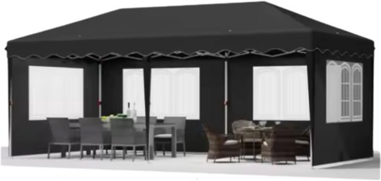 VOUNOT Paviljoen 3x3m, opvouwbaar, met 4 zandzakken, opvouwbaar pop-up paviljoen, UV-bescherming 50 , blauw