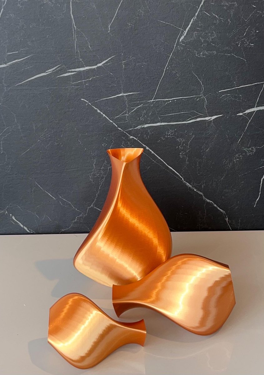 Studio Vaseo Flowa Koper – Set van 3 Design Vazen – 3D Geprint – Duurzaam PLA