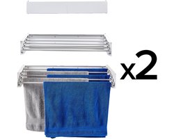 2x Foxydry Hide 71 cm Wit - Droogrek wandmontage - Intrekbare waslijn voor aan de muur - Kleur Wit - 71 x 35 x 13 cm