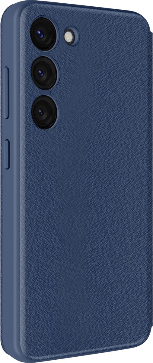 Avizar Leren etui Geschikt voor Samsung Galaxy S23 Venster Raamkaarthouder, Nachtblauw