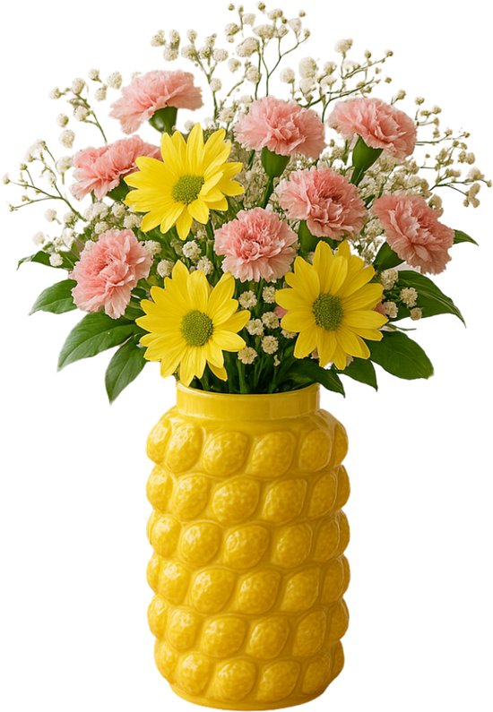 MISOU Citroenvaas - 16x16x26 - Bloempot - met Citroenen - Plantenpot - Hoge Bloempotten - voor Binnen en Buiten - Citroen Vaas - Extra Large - Cement - CITRINE