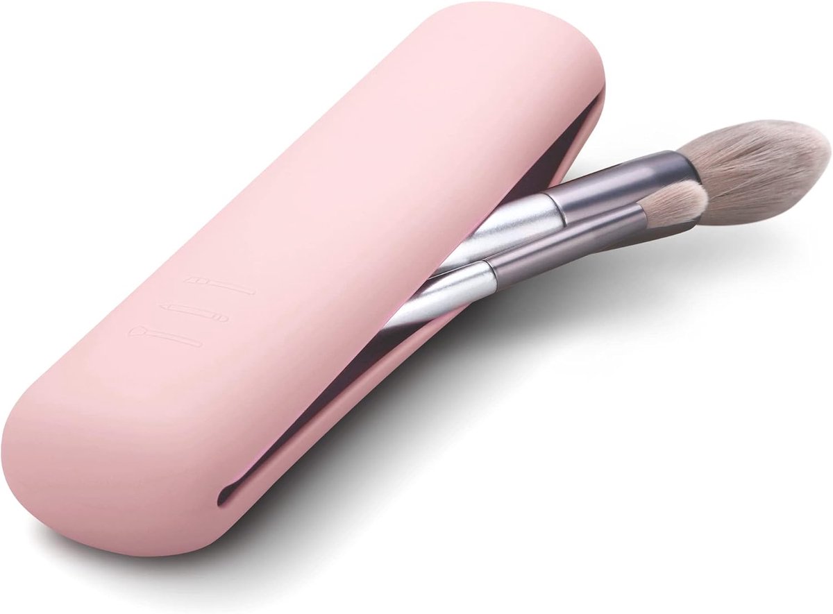 Draagbare Siliconen Make-up Borstelhouder voor Op Reis - Roze
