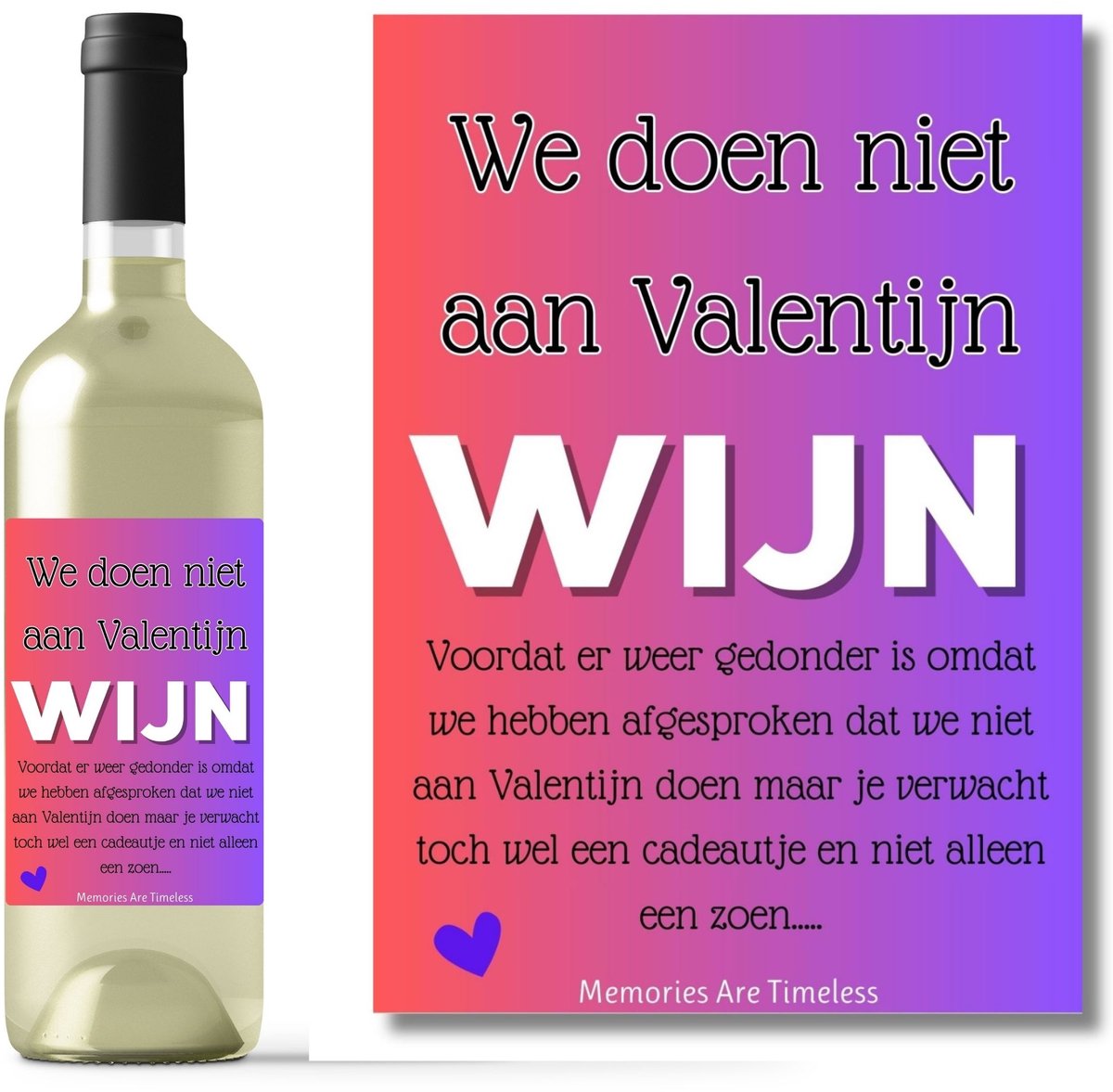 Etiket wijnfles - Flesetiket - We doen niet aan Valentijn - Valentijnsdag - DIY - Sticker