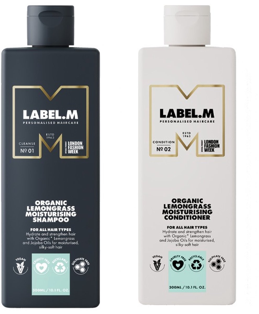 Label.m Organic Lemongrass Moisturising Shampoo 300ml + Conditioner 300ml