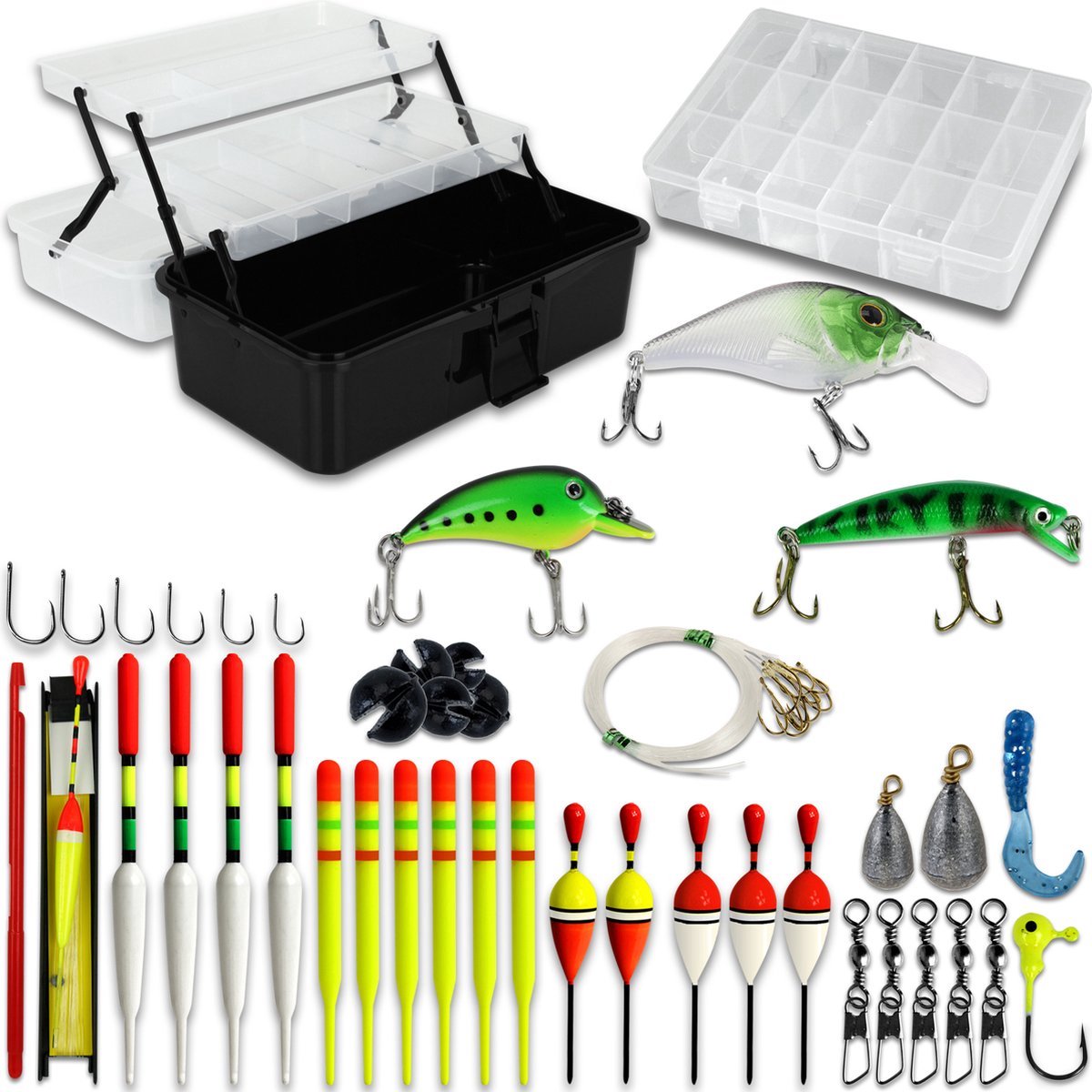 XQMax Viskoffer Set - 140-delige Viskoffer - Visspullen - Kunstaas - Hengelsport - Dobbers - Vis Accessoires - Voor Jong & Oud
