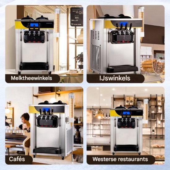 Commerciële Softijsmachine - IJsmaker 3 Smaken - 22-30L per Uur - Roomijsmachine van Merkloos — afbeelding 4