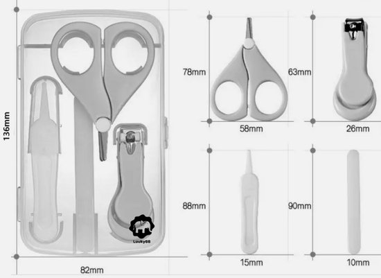 LuukyBB - Baby Witte Set 4 Stuks - Nagelvijl Nagelknipper Nagelschaartje - Complete Manicure Wit - Kraamzorg Kraamweek Nagelverzorgingsset - Nagelverzorging Baby's Peuters Nagelset - Nagel Schaar Knipper Vijl Glas Zand Zandvijl Nagels Duim Vijlen van LuukyBB — afbeelding 4