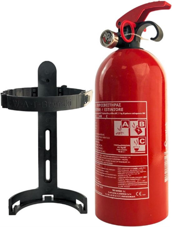 1 KG Poeder Brandblusser ABC + Elektrische Apparaten <1000 V - 3 Jaar Garantie - Mini Continue Druk Brandblushuis - Ideaal voor Keuken en Auto - Inclusief Holder