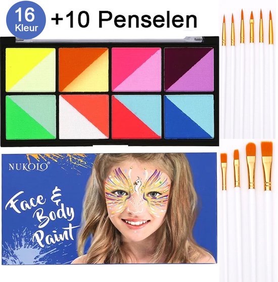 16 Kleuren Kinderschmink Set voor Kinderen